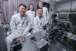 (L-R) Professor Weibo Gao, Dr. Xiaodan Lyu, Professor Liu Zheng, and Ph.D. student Leevi Kallioniemi are part of the NTU Singapore team that found a new way to produce entangled photon pairs with very thin materials. (L-R) Professor Weibo Gao, Dr. Xiaodan Lyu, Professor Liu Zheng, and Ph.D. student Leevi Kallioniemi are part of the NTU Singapore team that found a new way to produce entangled photon pairs with very thin materials.