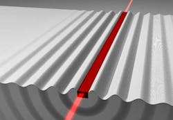 An artist's concept shows shows the emission of phonons from a nanometer-scale waveguide as photons flow through it. An artist's concept shows shows the emission of phonons from a nanometer-scale waveguide as photons flow through it.