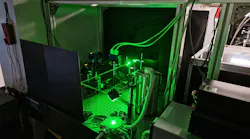 Cryogenic testing setup in Sweeney’s lab: A solar cell is held under cryogenic conditions (-196°C) while being powered by a laser.
