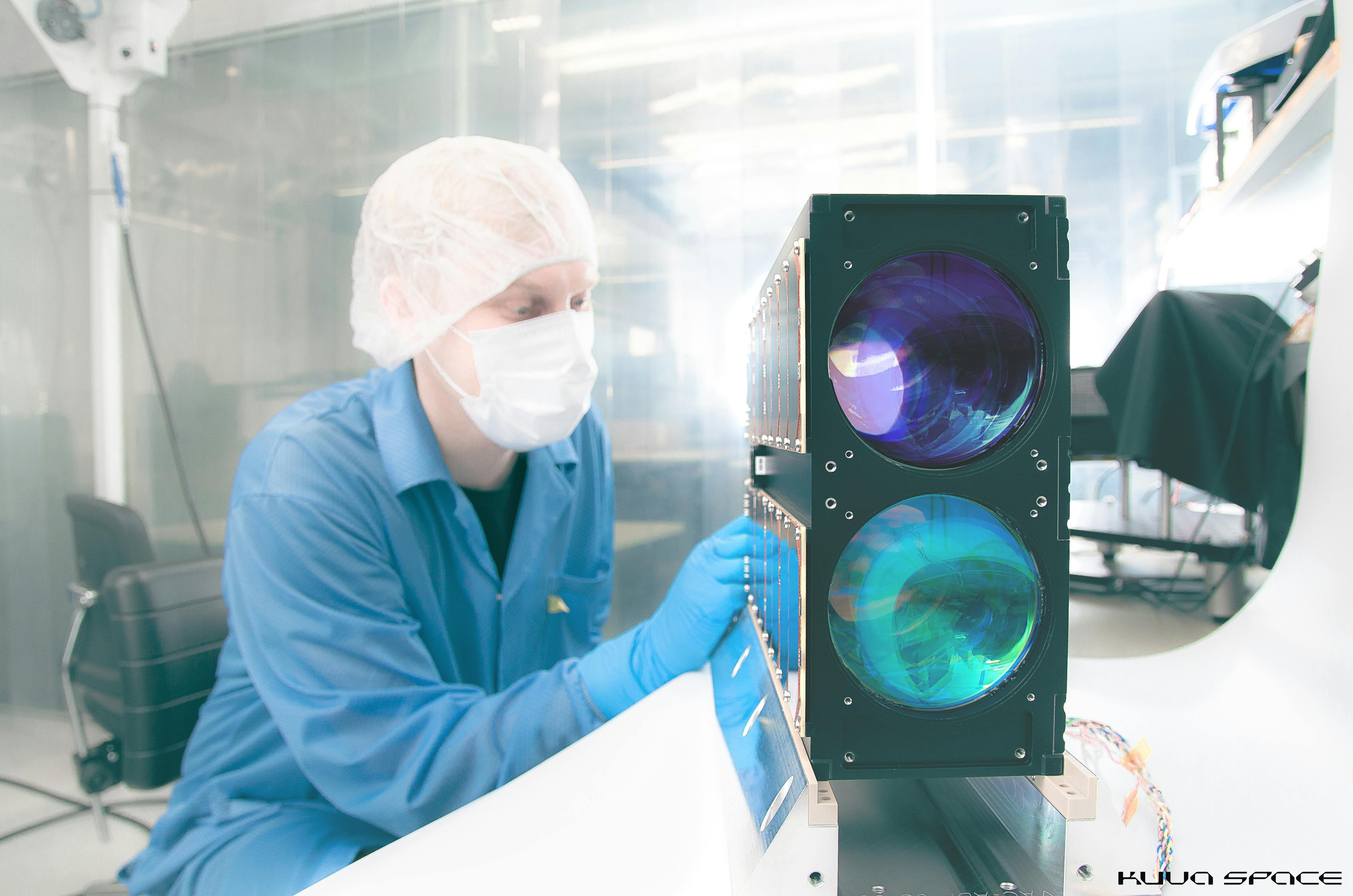Kuva Space&rsquo;s Hyperfield-1 microsatellite in the lab.