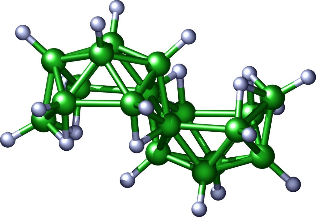 FIGURE 1. Anti-Octadecaborane isomer: blue = hydrogen, green = boron.