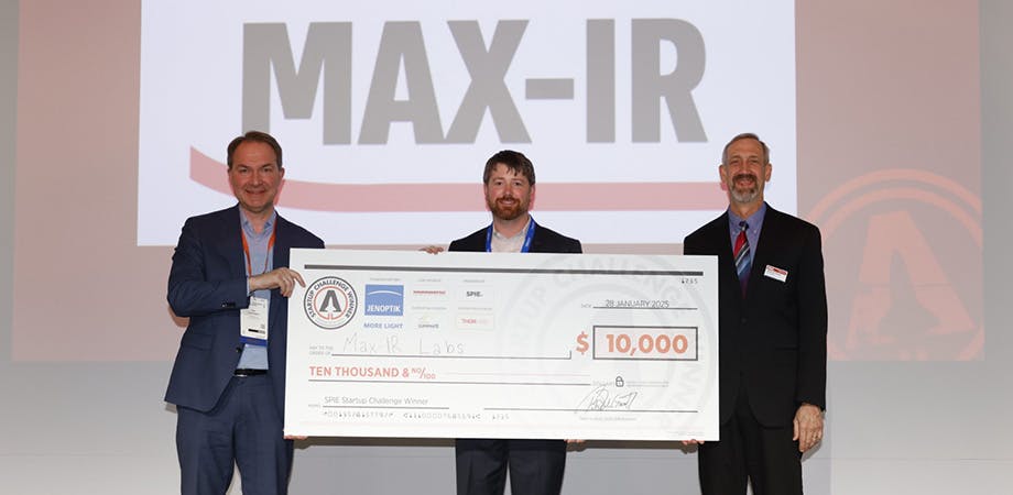 Jenoptik&rsquo;s Ralf Kuschnereit, Max-IR Lab's Trey Daunis, and 2025 SPIE President Peter de Groot.
