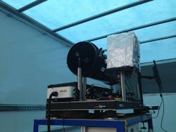 FIGURE 2. Overview of the system used for open path gas detection with the Chromacity OPO laser, launch optics, and collection telescope. FIGURE 2. Overview of the system used for open path gas detection with the Chromacity OPO laser, launch optics, and collection telescope.