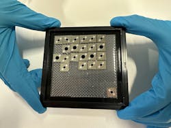 The team’s infrared photodiode chips made from germanium. The team’s infrared photodiode chips made from germanium.