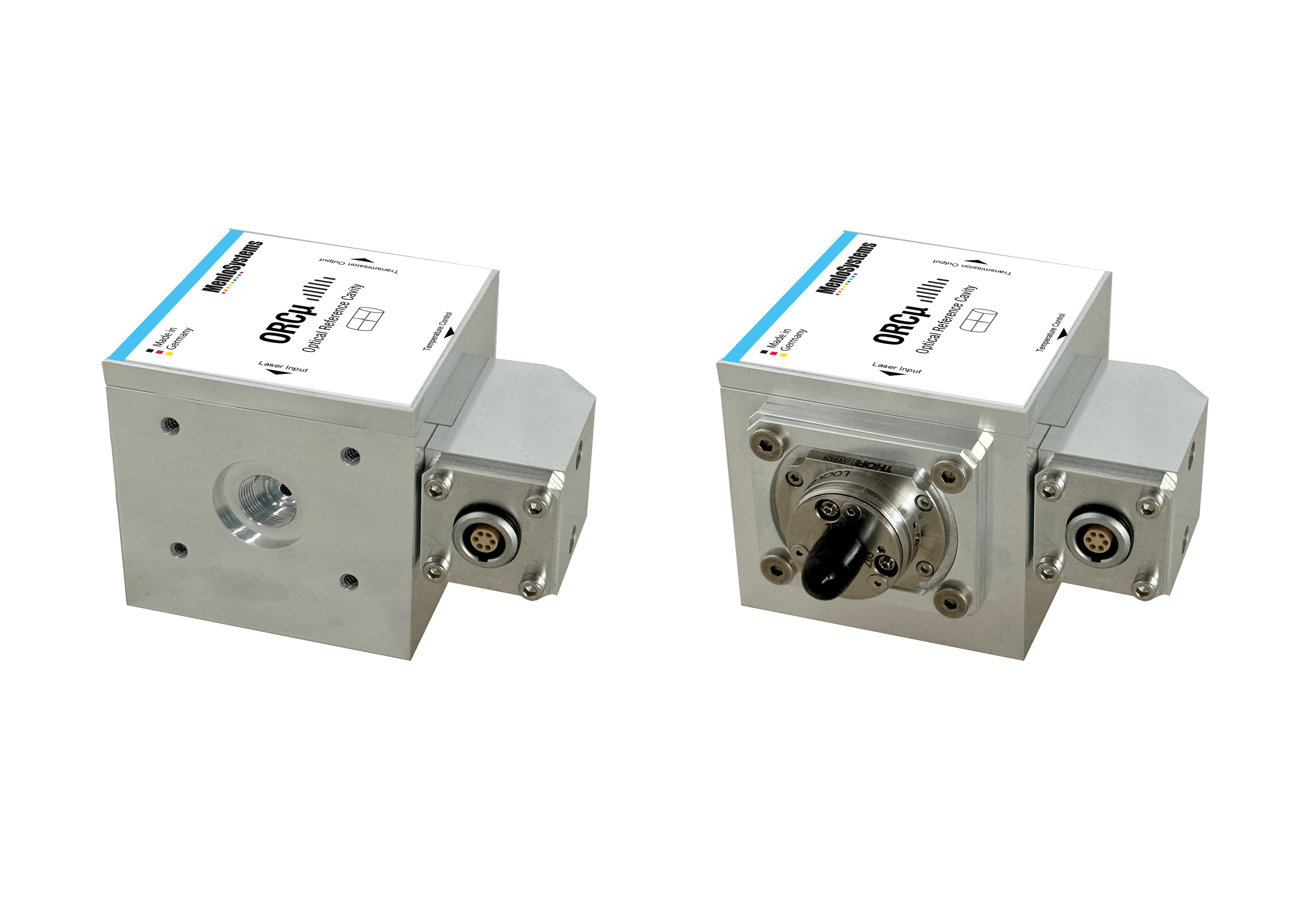 Pictures: ORC-Micro in the standard viewport configuration (left) and with the fiber-in-coupling option (right)