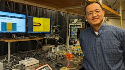 Researcher Minghao Qi, a professor at Purdue University, with the team’s setup. Researcher Minghao Qi, a professor at Purdue University, with the team’s setup.