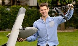 Daniel Wilson, University of Sydney PhD researcher, with UAV and drogue. Daniel Wilson, University of Sydney PhD researcher, with UAV and drogue.