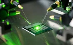 A carbon-nanotube optical rectenna converts green laser light to electricity in the laboratory of Baratunde Cola at the Georgia Institute of Technology. A carbon-nanotube optical rectenna converts green laser light to electricity in the laboratory of Baratunde Cola at the Georgia Institute of Technology.