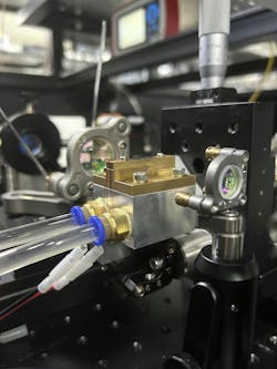 Close-up shot of the team’s diamond Raman vortex oscillator setup. Close-up shot of the team’s diamond Raman vortex oscillator setup.