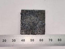 After torch test: Sample shows low damage to the carbon substrate after exposure to a ~1900°C propane torch flame for five minutes—indicating the coating has oxidation resistance at ultrahigh temperatures. Credit: Cheryl Xu After torch test: Sample shows low damage to the carbon substrate after exposure to a ~1900°C propane torch flame for five minutes—indicating the coating has oxidation resistance at ultrahigh temperatures. Credit: Cheryl Xu