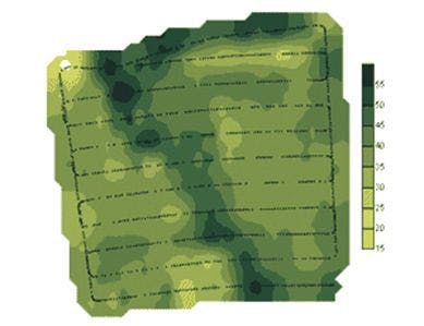 CropSpec can depict nitrogen distribution across an agricultural field in the form of a map.