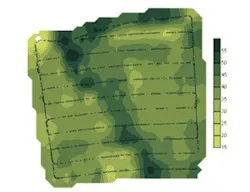 CropSpec can depict nitrogen distribution across an agricultural field in the form of a map.