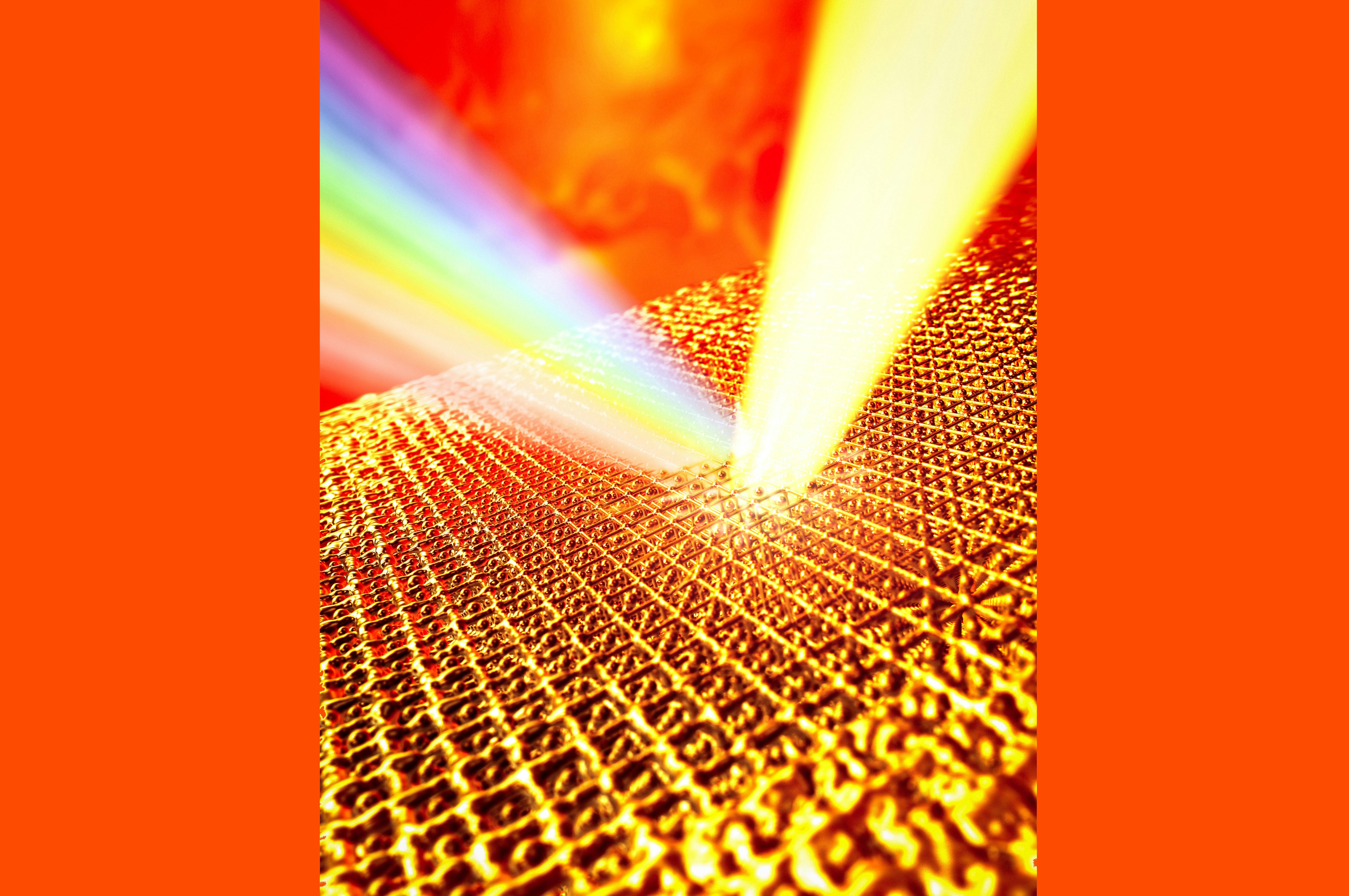 The team used a laser to superheat a sample of gold and send a pulse of ultrabright x-rays from LCLS through the sample to measure the speed&mdash;and temperature&mdash;of the atoms vibrating within the sample. Credit: Greg Stewart/SLAC National Accelerator Laboratory