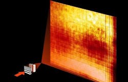 Two perpendicularly oriented lenses focus an x-ray beam into a small spot. The object under investigation (not shown here) can then be placed into the optical path and its image recorded by the detector. Two perpendicularly oriented lenses focus an x-ray beam into a small spot. The object under investigation (not shown here) can then be placed into the optical path and its image recorded by the detector.
