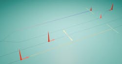 FIGURE 3. Optical pulses (red) propagate within photonic waveguides. Terahertz pulses (blue) can be generated and detected inside metallic transmission lines. FIGURE 3. Optical pulses (red) propagate within photonic waveguides. Terahertz pulses (blue) can be generated and detected inside metallic transmission lines.