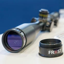 FIGURE 2. FROST optical elements mount directly onto riflescopes and other magnified sights to block harmful laser wavelengths while suppressing retroreflection to reduce risks of detection. FIGURE 2. FROST optical elements mount directly onto riflescopes and other magnified sights to block harmful laser wavelengths while suppressing retroreflection to reduce risks of detection.