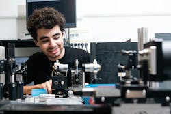Edoardo Marchi adjusts the time-resolved photoluminescence setup using the perovskite sample. Credit: École Polytechnique/Jérémy Barande Edoardo Marchi adjusts the time-resolved photoluminescence setup using the perovskite sample. Credit: École Polytechnique/Jérémy Barande