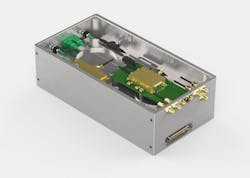 Exemplary image of a photonic laser engine that typically includes broadband couplers, optical delay lines, interferometric structures, and polarization diverse receivers to enable high-resolution OCT scans. Exemplary image of a photonic laser engine that typically includes broadband couplers, optical delay lines, interferometric structures, and polarization diverse receivers to enable high-resolution OCT scans.
