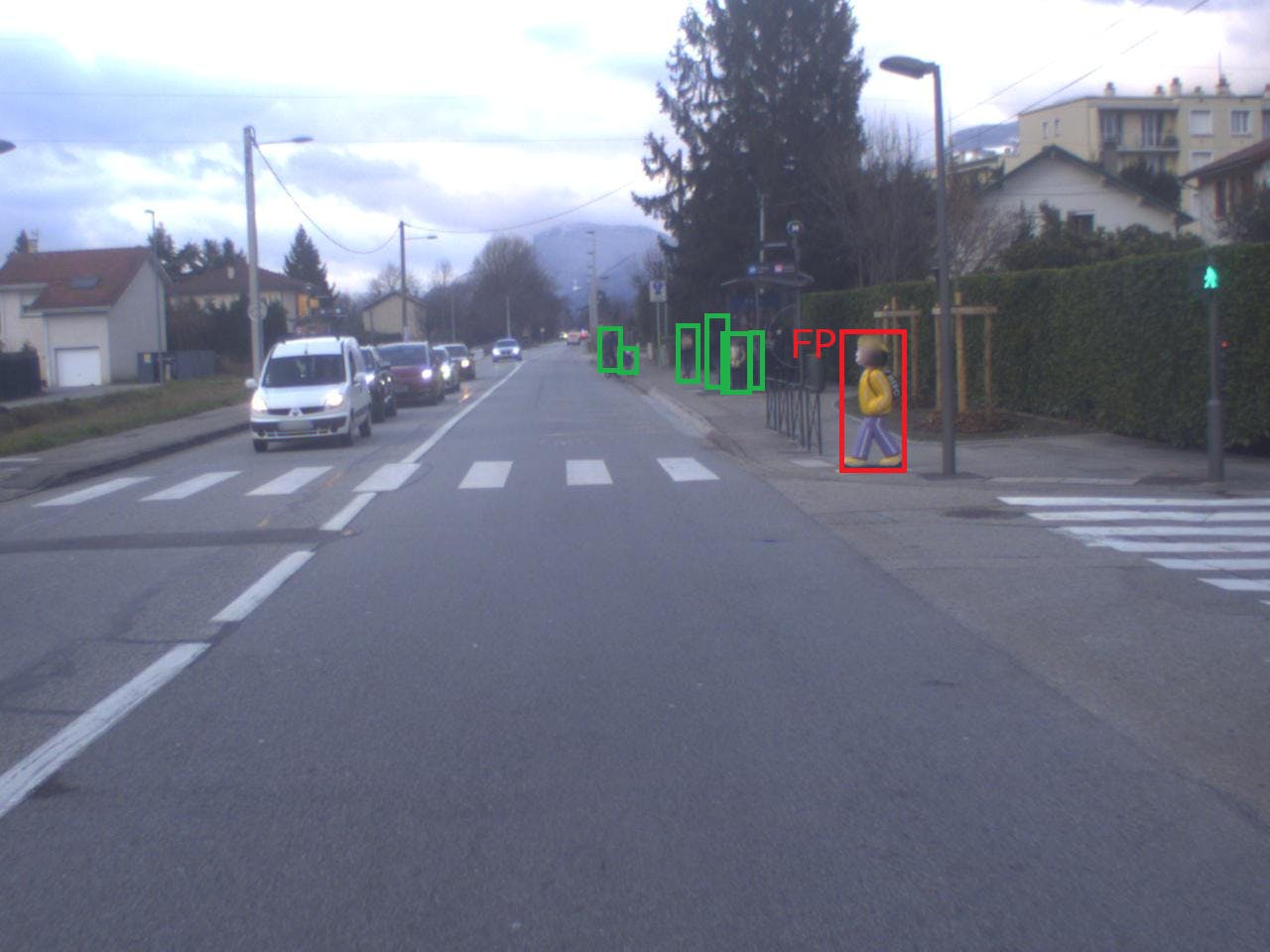 False positive generated by the visible camera system (red box)