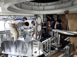 Installation of the photonic system inside the receiver room at KVN Pyeongchang radio telescope. Installation of the photonic system inside the receiver room at KVN Pyeongchang radio telescope.