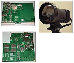 FIGURE 2. A long-wave infrared camera is used for development of PODS. The associated custom processor built by Boeing-SVS provides real-time execution of complex image-processing algorithms. FIGURE 2. A long-wave infrared camera is used for development of PODS. The associated custom processor built by Boeing-SVS provides real-time execution of complex image-processing algorithms.