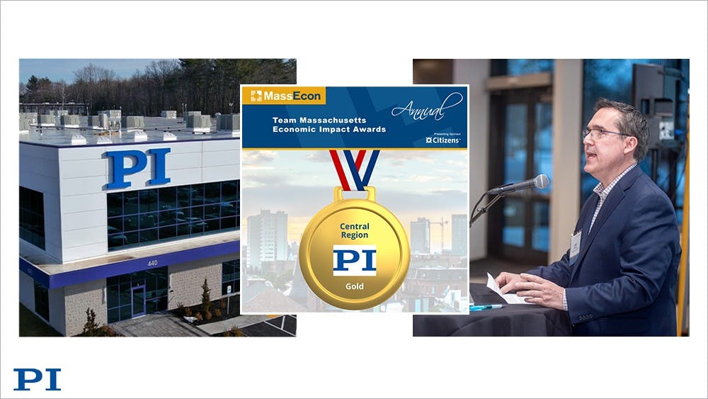 Walter Silvesky, Co-Managing Director of PI USA, presents PI&rsquo;s award-winning Shrewsbury expansion pitch at the MassEcon Economic Impact Awards reception.