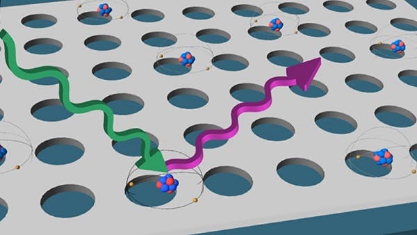 These patterned bright spots are artificial atoms and possess many of the same properties of real atoms, like single-photon emission.