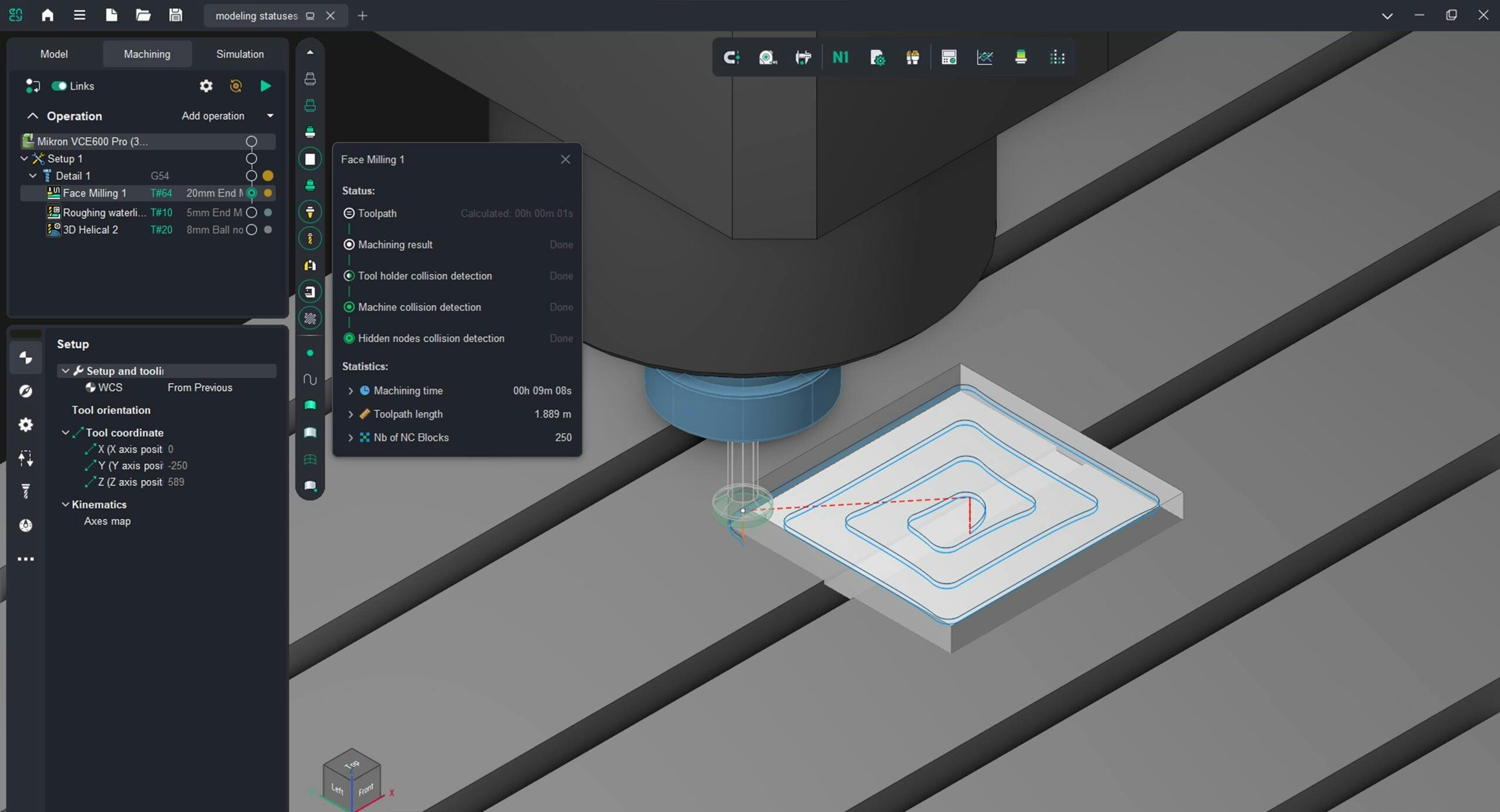 Background simulation during tool path calculation scale