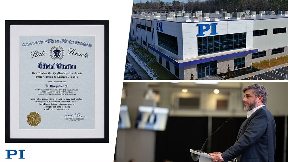 Matt Reck, Co-Managing Director of PI USA, presents PI&rsquo;s award-winning Shrewsbury expansion pitch at the MassEcon Economic Impact Awards ceremony.