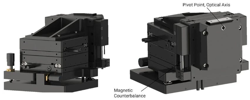 Rearward and forward facing, oblique view of F-141 PINovAlign42 Robotic Photonics Aligner