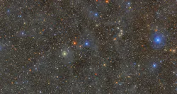Rubin’s 1.7-gigapixel image of a field of stars within the constellation Lupus gives us an unprecedented view of the Universe. Faint, glowing clouds spread across this image are galactic cirrus—clouds of interstellar gas and dust found in the foreground of the Milky Way.