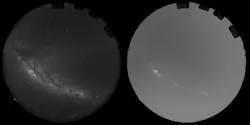 This image shows how sunlight scattered by Reflect Orbital’s space mirrors would increase the overall brightness of the sky above ESO’s Very Large Telescope (VLT). The image on the left was captured with an all-sky camera on a moonless night on May 16, 2026. North is up, and West is to the right. The domes hosting the four 8-m telescopes of the VLT can be seen at the top right. On the right side is a simulation showing how much brighter the sky would be with Reflect Orbital’s full constellation of 50,000 mirrors. Although the mirrors are not pointing directly at the observatory, they diffuse light sideways, which is then scattered by the atmosphere. As a result, the sky would be up to 3 to 4x brighter.