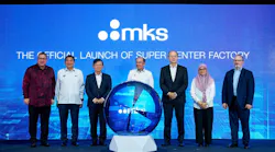 Official Opening on Stage. Left to right: Mr. David Gamble, Chargé d’Affaires at U.S. Embassy Kuala Lumpur; YB Tuan Sim Tze Tzin, Deputy Minister of Malaysia Investment, Trade and Industry; YAB Tuan Chow Kon Yeow, Chief Minister of Penang; YAB Dato’ Seri Utama Anwar bin Ibrahim, Prime Minister of Malaysia; Mr. John T.C. Lee, President and CEO, MKS Inc.; Ms. Zuaida Abdullah, Deputy CEO Malaysian Investment Development Authority; Mr. Jim Schreiner, EVP and COO, MKS Inc.
