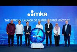 Official Opening on Stage. Left to right: Mr. David Gamble, Chargé d’Affaires at U.S. Embassy Kuala Lumpur; YB Tuan Sim Tze Tzin, Deputy Minister of Malaysia Investment, Trade and Industry; YAB Tuan Chow Kon Yeow, Chief Minister of Penang; YAB Dato’ Seri Utama Anwar bin Ibrahim, Prime Minister of Malaysia; Mr. John T.C. Lee, President and CEO, MKS Inc.; Ms. Zuaida Abdullah, Deputy CEO Malaysian Investment Development Authority; Mr. Jim Schreiner, EVP and COO, MKS Inc.