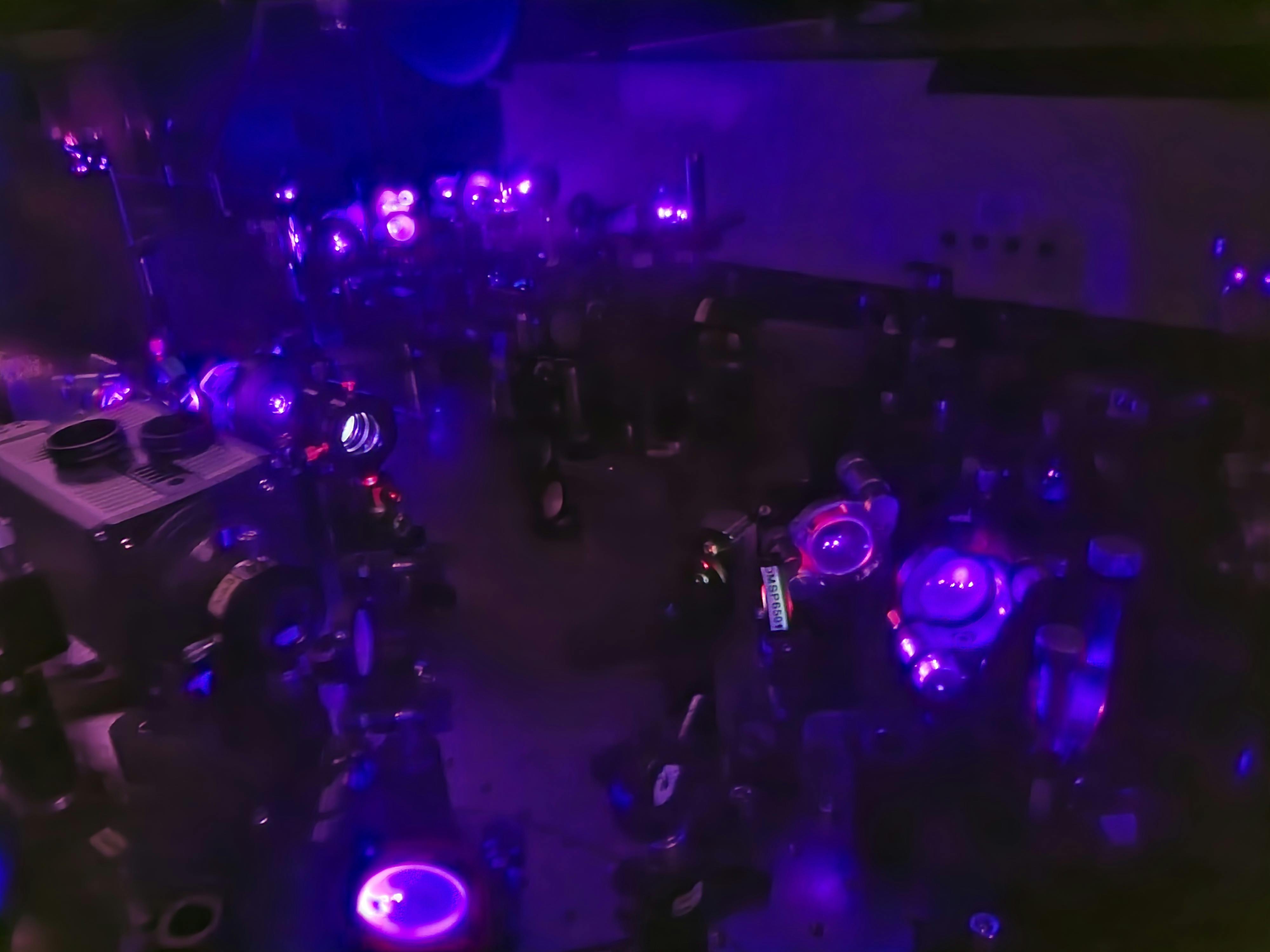 This shot shows the group&rsquo;s highly broadband and bright optical parametric amplifier in action.