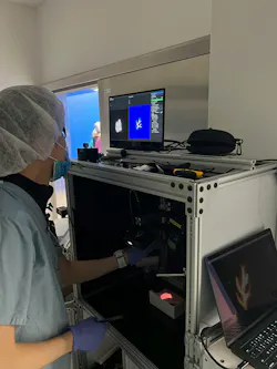 Research team leader Viktor Gruev works on the new system.