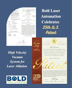 Bold Laser Automation's 25th U.S. Patent marks a significant milestone in the company's history