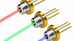 RGB laser diodes emitting red, green, and blue laser beams.