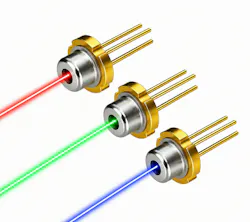 RGB laser diodes emitting red, green, and blue laser beams.