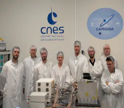 The CARIOQA-PMP ultracompact laser system engineering model developed by Exail comprises a compact optical module (white box left) and a compact control unit (grey box right). Each module is approximately the size of an airline cabin suitcase. The optical module has reached TRL 5, and the control unit is fully programmable.