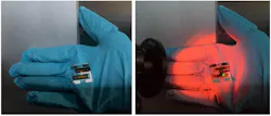 The team’s device lights up in green when illuminated by NIR or red light.