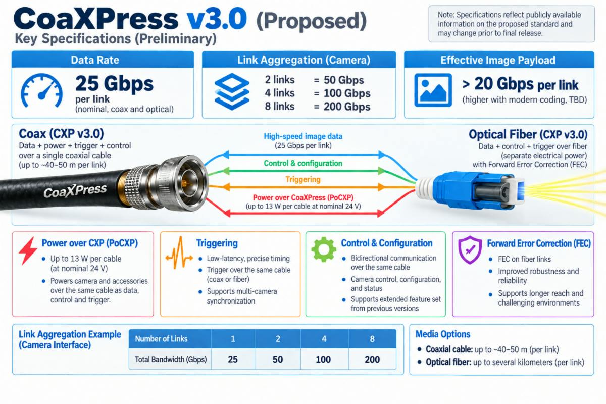 Proposed CoaXPress v3.0 interface