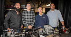 Ndao’s team in the lab (left to right): Asad Nauman, Tristen Moncada, Tristan Tjussardi, and Muhammad Waleed Khalid.