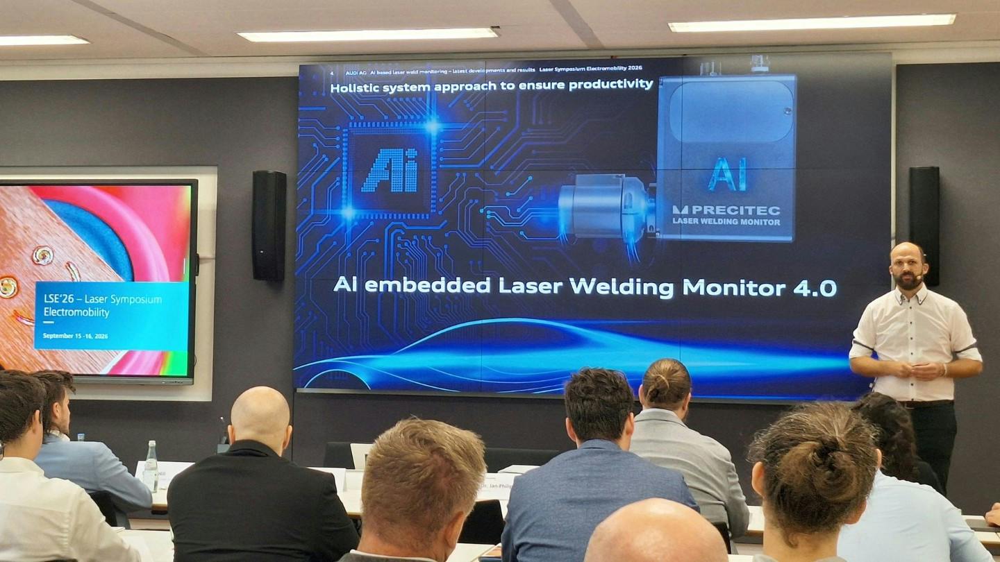 At LSE&rsquo;26, Dr.-Ing. Jan-Philipp Weberpals, specialist for laser beam processes in body con-struction and electromobility at AUDI AG, presented current developments in AI-based laser welding monitoring.
