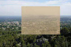 Composite of Van Gogh’s drawing F1541v and a photo taken at the actual site.